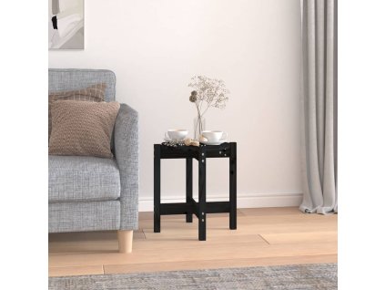 Konferenční stolek černý Ø 42,5 x 45 cm masivní borové dřevo