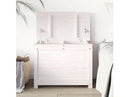 Úložný box bílá 60x32x45,5 cm masivní borové dřevo