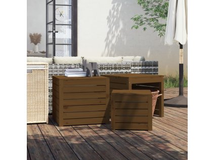 3dílná sada zahradních boxů medově hnědá masivní borové dřevo