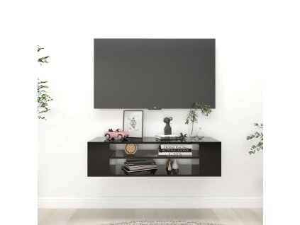 Závěsná TV skříňka černá 100 x 30 x 26,5 cm dřevotříska