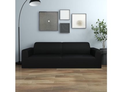 Strečový potah na třímístnou pohovku černý polyesterový žerzej