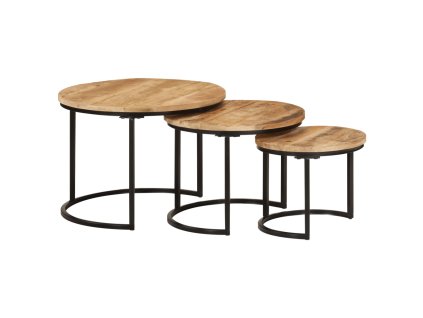 Hnízdové stolky 3 ks hrubé masivní mangovníkové dřevo