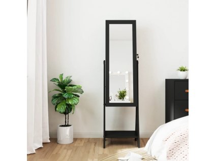 Zrcadlová šperkovnice s LED světly volně stojící černá