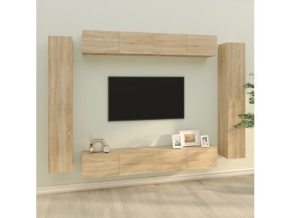 8dílný set TV skříněk dub sonoma kompozitní dřevo