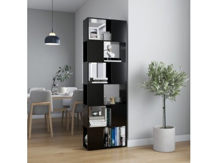 Knihovna / dělicí stěna černá 60 x 24 x 186 cm dřevotříska