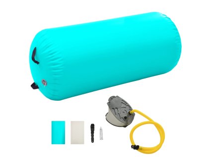 Nafukovací cvičební válec s pumpou 120 x 75 cm PVC zelený