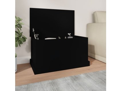 Úložný box černý 70 x 40 x 38 cm kompozitní dřevo