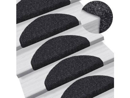 Schodové rohože samolepicí 5 ks 65 x 21 x 4 cm černé, půlkulaté, velké