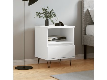 Noční stolek bílá 40x35x50 cm kompozitní dřevo