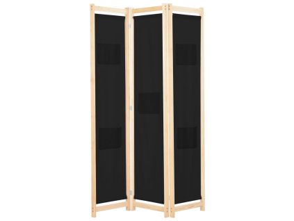 3dílný paraván černý 120 x 170 x 4 cm textil