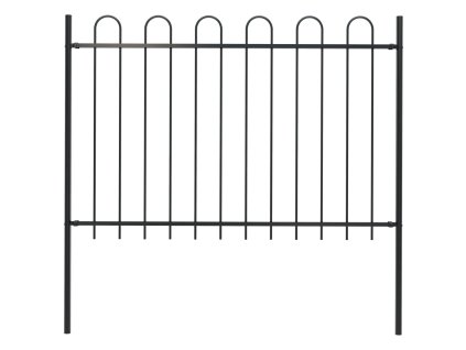 Zahradní plot s obloukem nahoře ocelový 181 x 120 cm černý