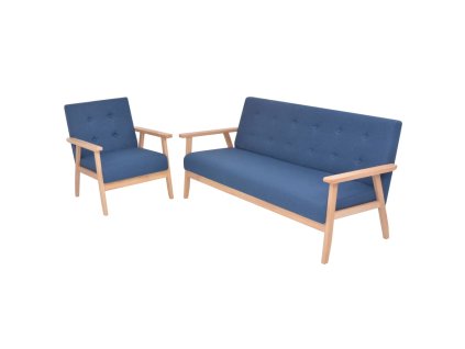 2dílná sedací souprava textilní čalounění modrá