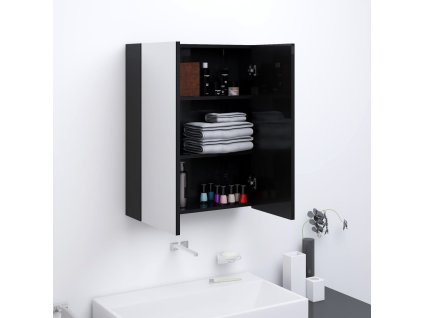 Koupelnová skříňka se zrcadlem 60 x 15 x 75 cm MDF zářivě černá