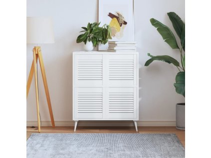 Nábytková dvířka lamelový design 4 ks bílá 39,5x39,4cm borovice