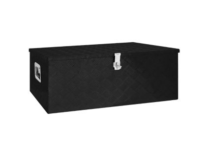 Úložný box černý 100 x 55 x 37 cm hliník