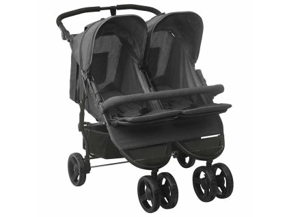 Dvojitý kočárek antracitový ocel