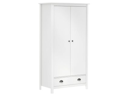 Dvoukřídlá šatní skříň Hill bílá 89x50x170 cm masivní borovice