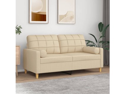 2místná pohovka s polštáři krémová 140 cm textil