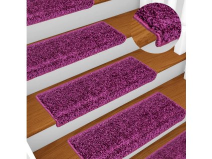 Schodové rohože 10 ks 65 x 21 x 4 cm fialové s obdélníkovým okrajem