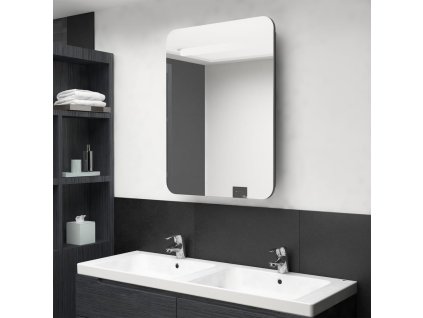 LED koupelnová skříňka se zrcadlem antracitová 60 x 11 x 80 cm
