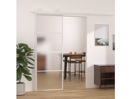 Posuvné dveře mléčné ESG sklo a hliník 76 x 205 cm bílé