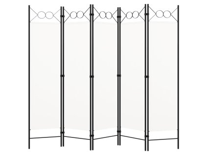 5dílný skládací paraván bílý 200 x 180 cm