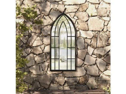 Zahradní zrcadlo černé 100 x 45 cm železo pro použití venku