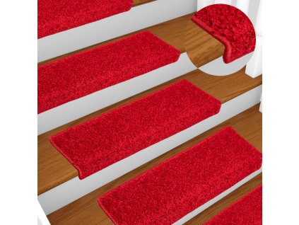 Schodové rohože 10 ks 65 x 21 x 4 cm červené s obdélníkovým okrajem