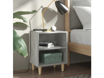 Noční stolky s nohami z masivu 2 ks betonově šedé 40x30x50 cm