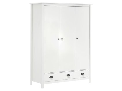 Trojkřídlá šatní skříň Hill bílá 127x50x170 cm masivní borovice