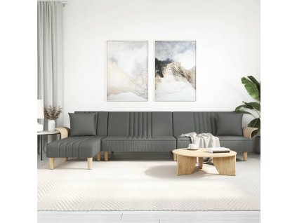 Rozkládací pohovka ve tvaru L tmavě šedá 279x140x70 cm textil