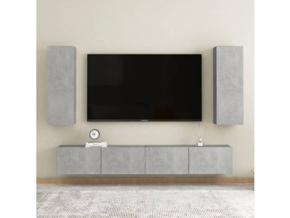 4dílný set TV skříněk betonově šedý kompozitní dřevo