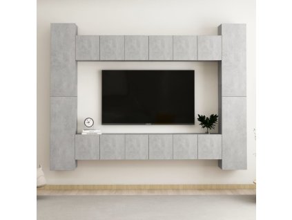 10dílný set TV skříněk betonově šedý kompozitní dřevo