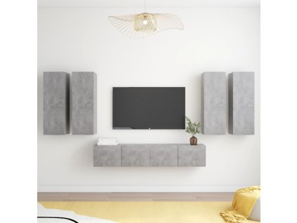 6dílný set TV skříněk betonově šedý kompozitní dřevo