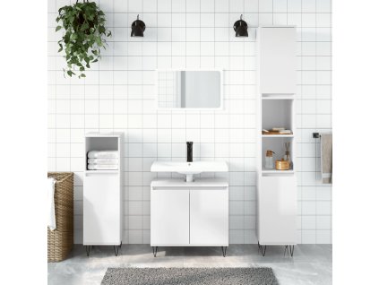 Koupelnová skříňka lesklá bílá 58 x 33 x 60 cm kompozitní dřevo