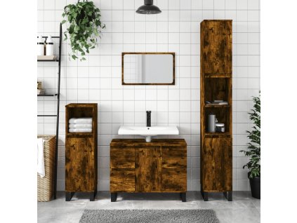 Koupelnová skříňka kouřový dub 80 x 33 x 60 cm kompozitní dřevo