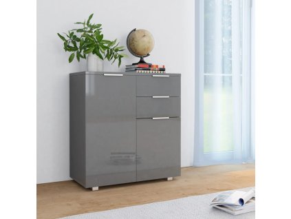 Příborník šedý s vysokým leskem 71x35x80 cm kompozitní dřevo