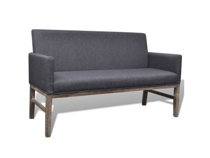 Lavice s polstrovanou poduškou textil kaučukovník tmavě šedá