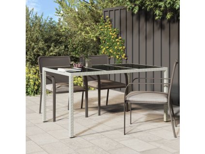 Zahradní stůl 150 x 90 x 75 cm tvrzené sklo a polyratan bílý