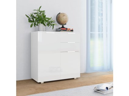 Příborník bílý s vysokým leskem 71x35x80 cm kompozitní dřevo