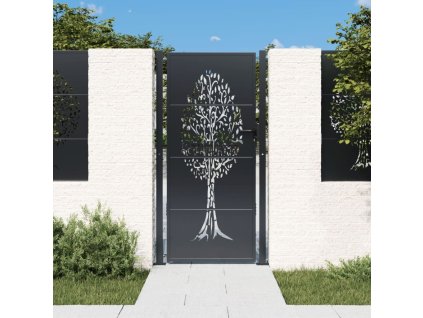Zahradní branka antracitová 100 x 200 cm ocelová, design stromu