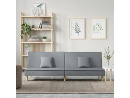 Rozkládací pohovka světle šedá textil