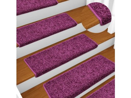 Schodové rohože 15 ks 65 x 21 x 4 cm fialové s obdélníkovým okrajem