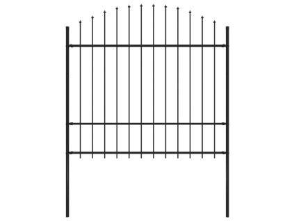 Zahradní plot s kopím nahoře ocelový 181 x 175 cm černý