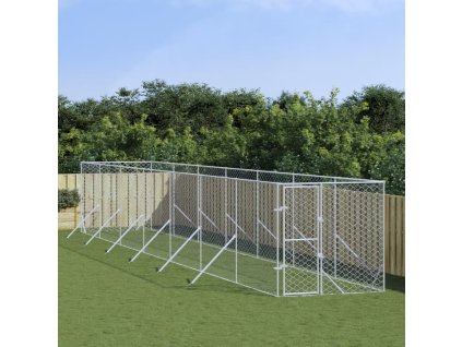 Venkovní psí kotec stříbrný 2 x 14 x 2 m pozinkovaná ocel