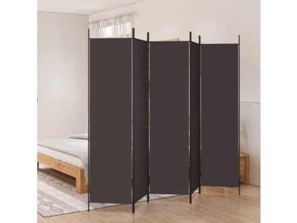 5dílný paraván hnědý 250x200 cm textil