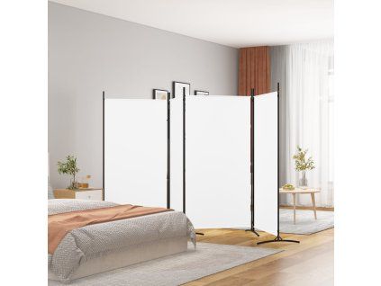 4dílný paraván bílý 346x180 cm textil 350262