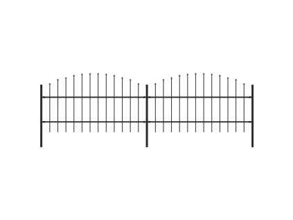 Zahradní plot s kopím nahoře ocelový 359 x 100 cm černý