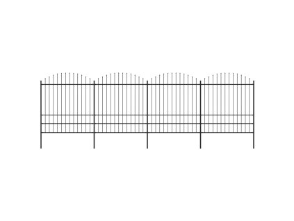 Zahradní plot s kopím nahoře ocelový 714,5 x 200 cm černý