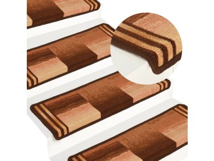 Samolepící nášlapy na schody 15 ks 65x21x4 cm hnědé